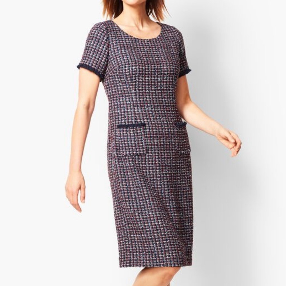 Talbots‎ Mulitcolored Tweed Fringe Shift Business Professional Career Women's 20